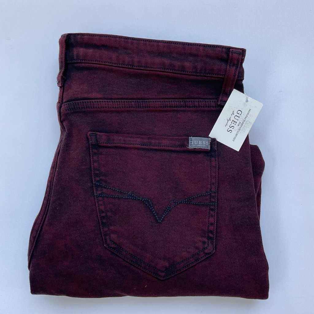 Guess Men’s Skinny Jeans Red Die Destroy Stretch Comfort Denim Size 34